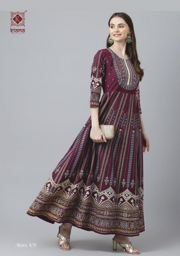 Kiana Akira Long Rayon Printed Stylish Anarkali Kurti Collection